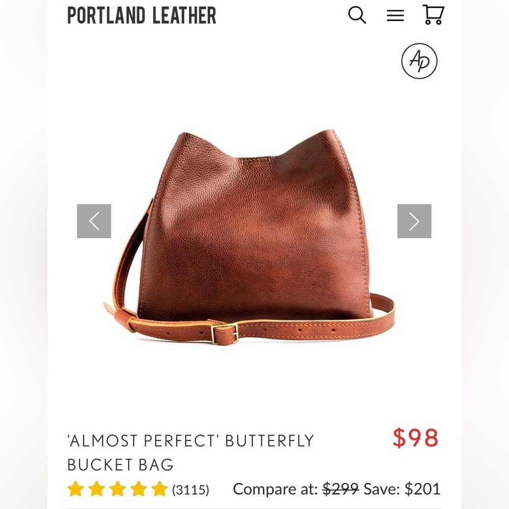 Portland Leather Company ‘almost perfect’ butterfly bag in Nutmeg